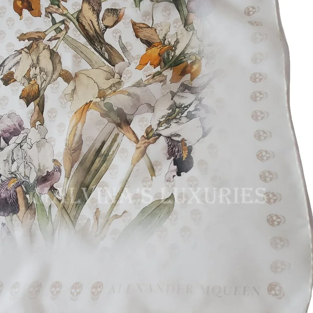 ALEXANDER MCQUEEN SCARF WILD IRIS SKULL PRINT SILK 54